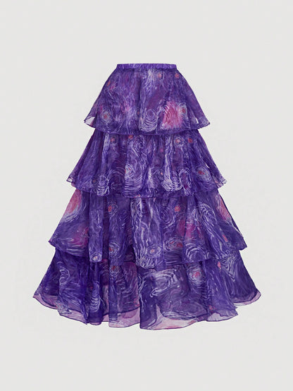 Elegant Women's Long Dress Featuring Van Gogh's Starry Sky Print Blue / XS Blue / S Blue / M Blue / XS-Blue / S-Blue / M-Blue / L-Multicolor / XS-Multicolor / S-Multicolor / M-Multicolor / L-Purple / XS-Purple / S-Purple / M-Purple / L-