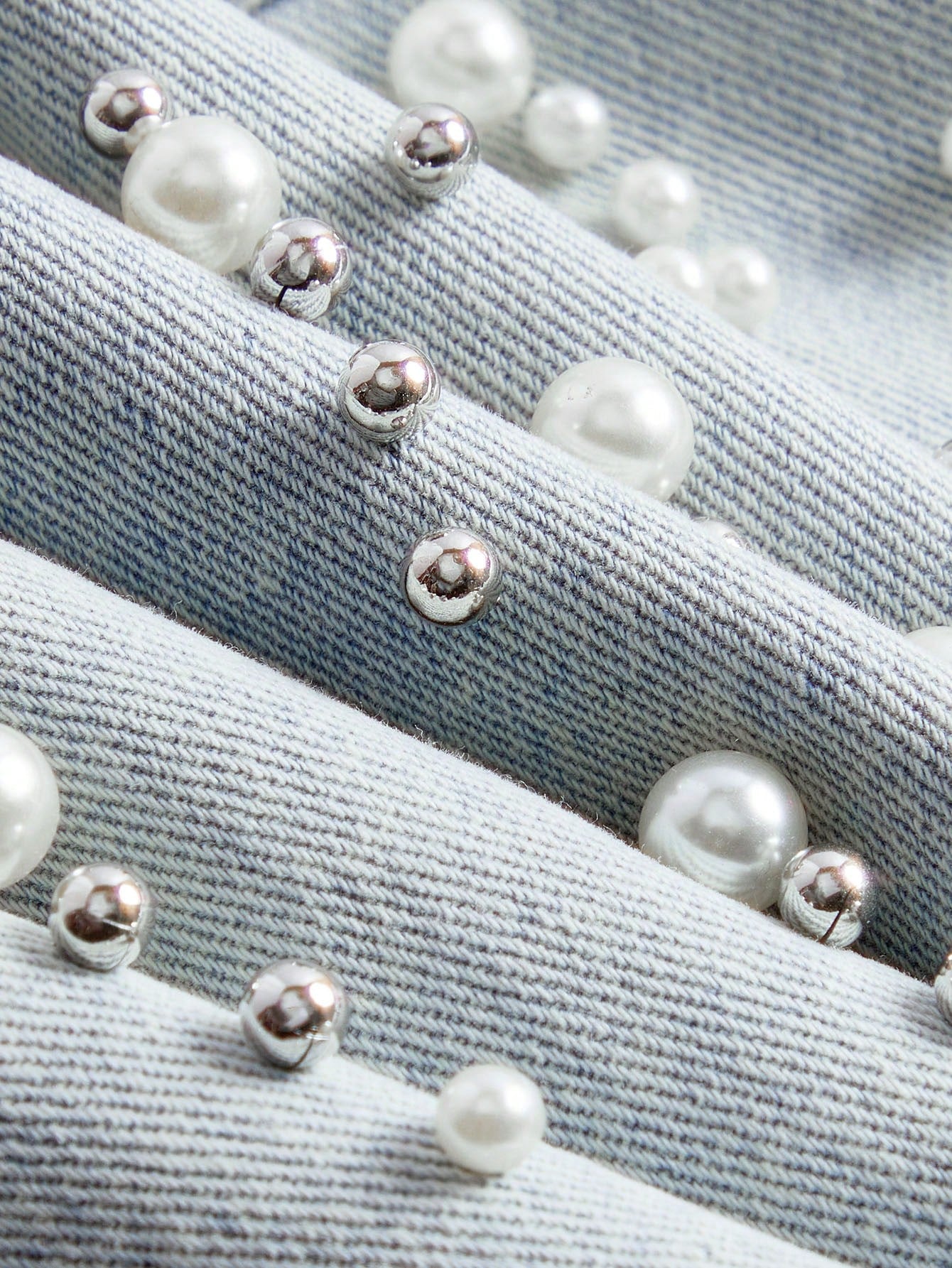 Chic Beaded Denim Skirt - Slimming Style for Spring/Summer S M L S-M-L-XL-