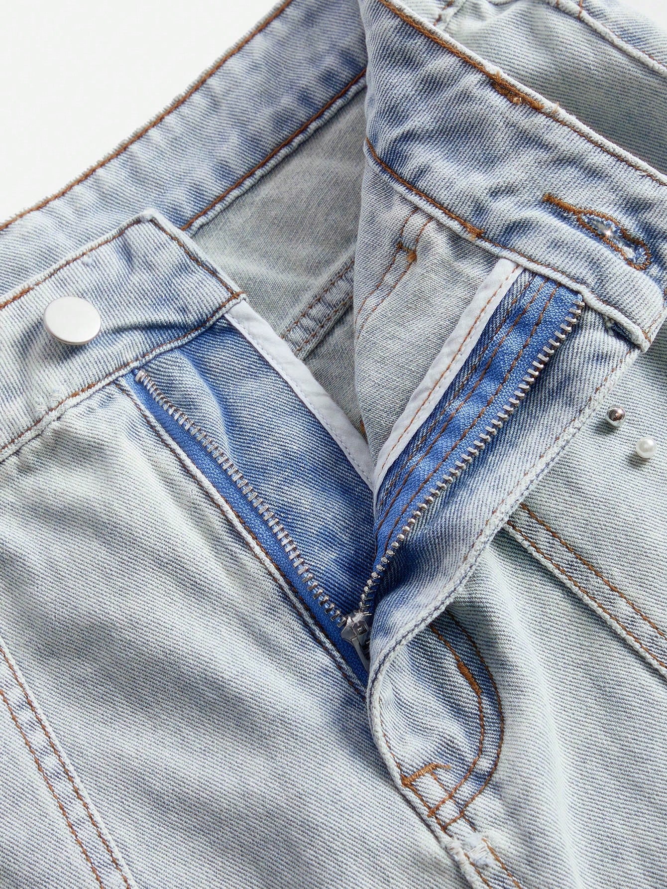 Chic Beaded Denim Skirt - Slimming Style for Spring/Summer S M L S-M-L-XL-