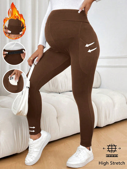 Maternity Slim Fit Leggings: Casual Everyday Comfort with Functional Pockets