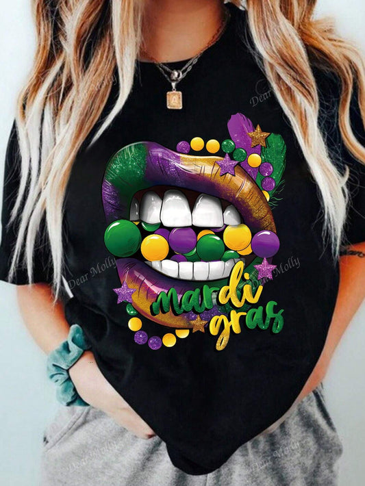 Cheers to Celebration: 'This Girl Needs A Drink' Mardi Gras Graphic Tee S M 