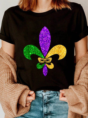 100% Cotton Fleur De Lys Mardi Gras Tee - Fun & Festive Party Shirt for Men & Women