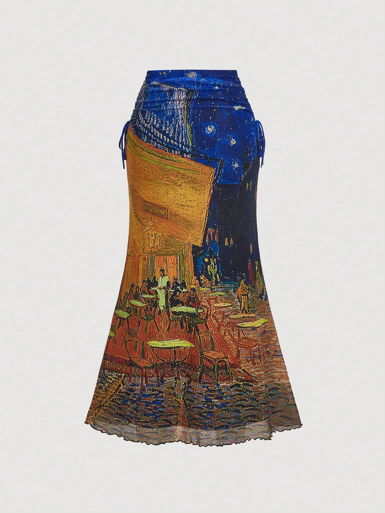 Van Gogh-Inspired Fish Tail Knitted Skirt for Women