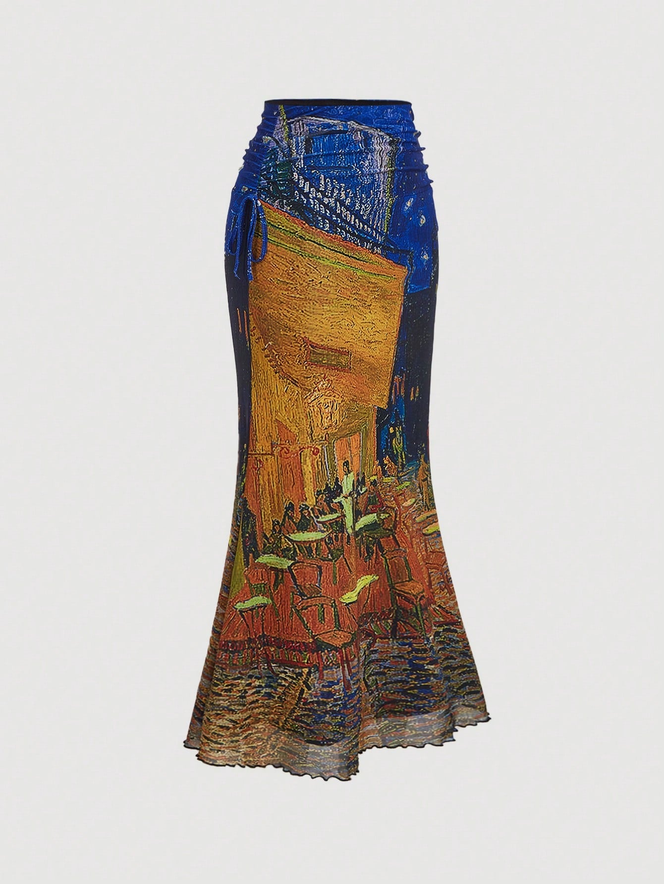 Van Gogh-Inspired Fish Tail Knitted Skirt for Women