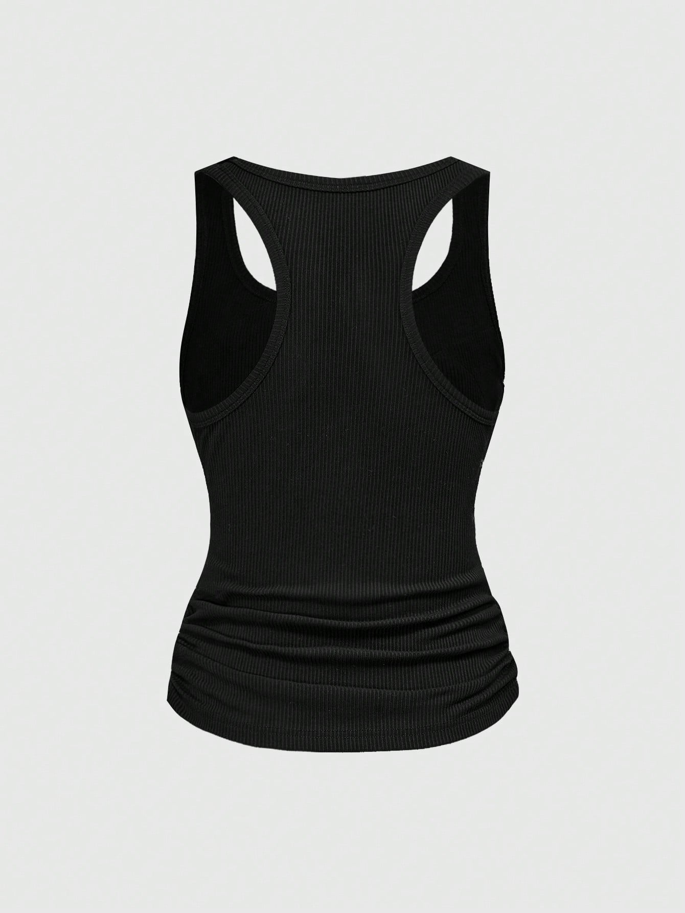 Grunge Punk Sleeveless Black Tank Top with Studded Rhinestones XS S M XS-S-M-