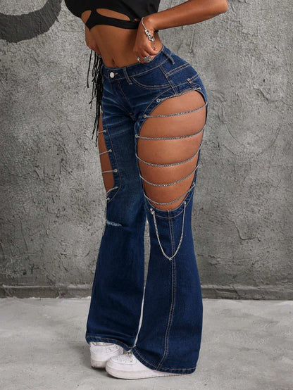 Front Button Pocket Hollow Casual Jeans for Women - Trendy Shein Icon Style 26 30 28 26-30-28-27-31-