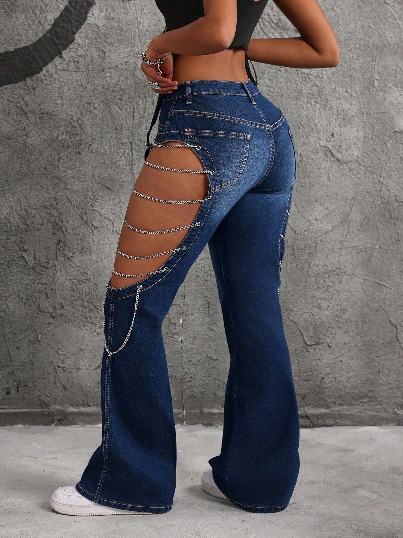 Front Button Pocket Hollow Casual Jeans for Women - Trendy Shein Icon Style 26 30 28 26-30-28-27-31-