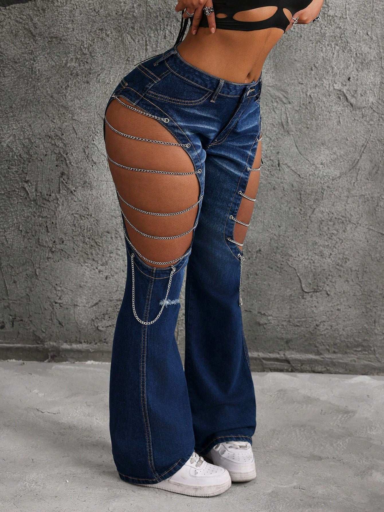 Front Button Pocket Hollow Casual Jeans for Women - Trendy Shein Icon Style 26 30 28 26-30-28-27-31-