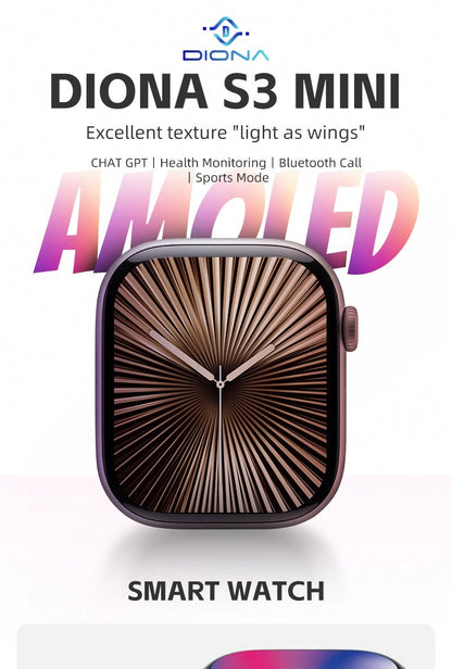 DIONA S3 Mini Smartwatch: Stylish Health Tracker Color-2 Color-3 Color-2-Color-3-