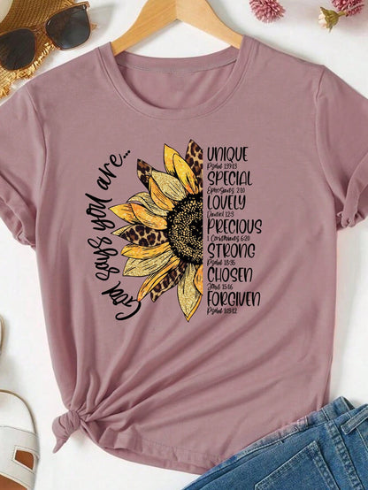 Plus Size Short Sleeved T-Shirt - Too Many Storms Graphic Tee Rusty Rose