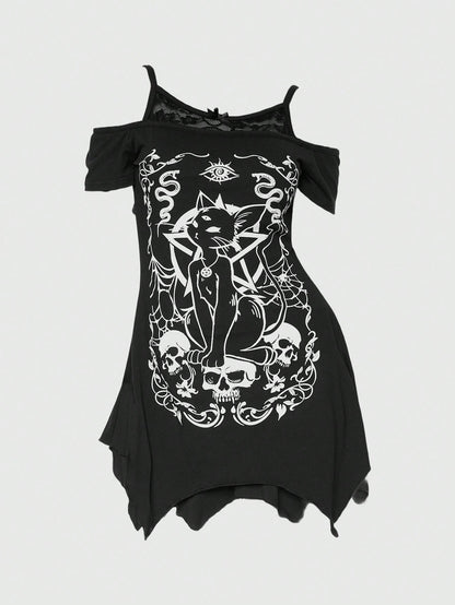 Mysterious Cat Eyes Gothic T-Shirt for Women XS S M XS-S-M-L-