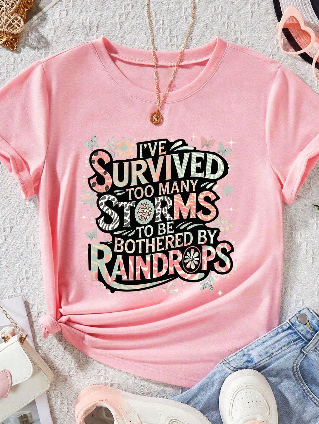 Plus Size Short Sleeved T-Shirt - Too Many Storms Graphic Tee