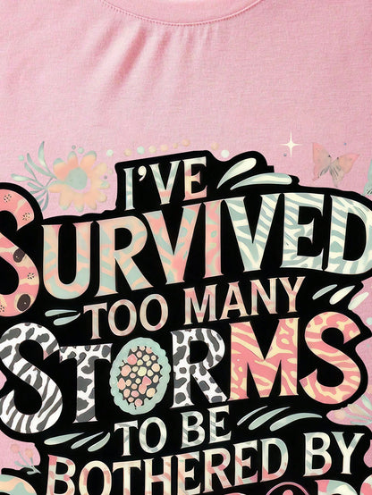 Plus Size Short Sleeved T-Shirt - Too Many Storms Graphic Tee