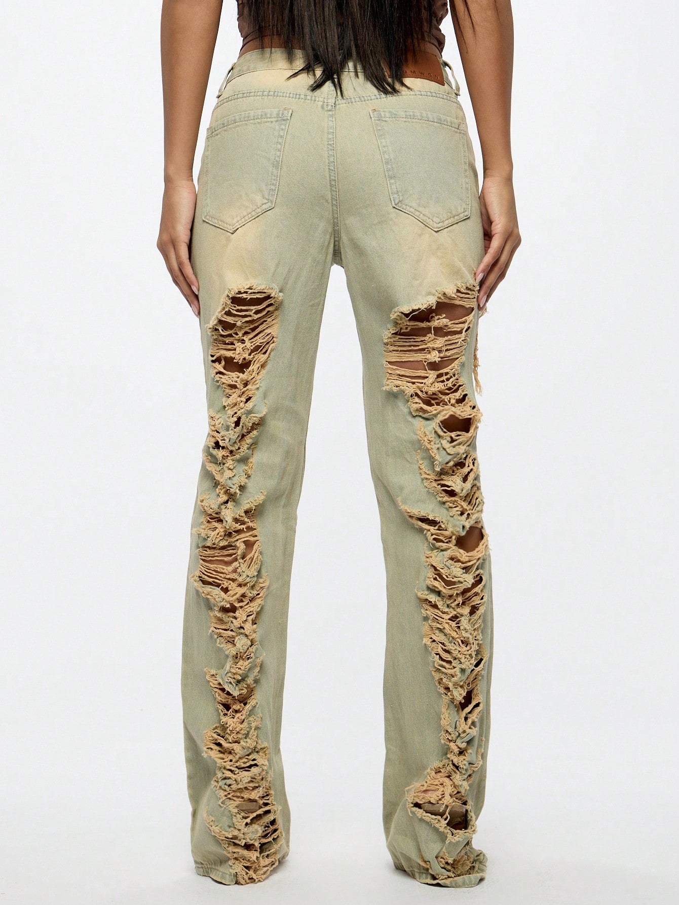 SUMWON WOMEN Shredded Light Wash Denim Jeans 25 26 27 25-26-27-28-29-30-