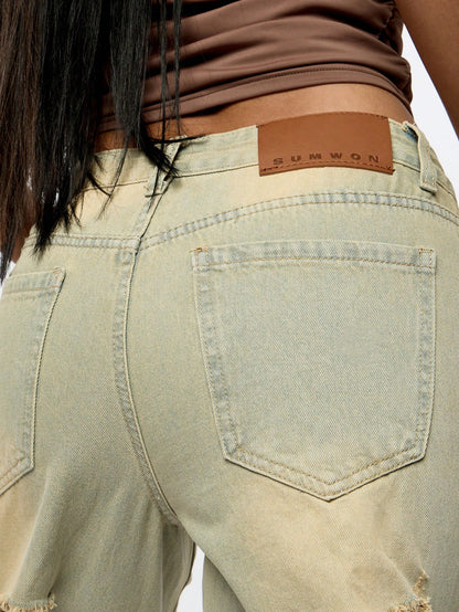 SUMWON WOMEN Shredded Light Wash Denim Jeans 25 26 27 25-26-27-28-29-30-