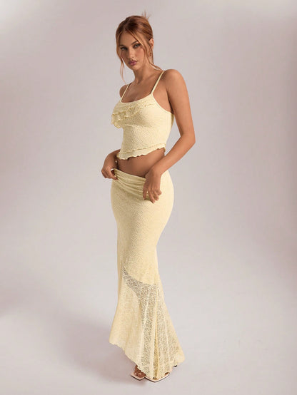 Chic Asymmetrical Lace & Ruffled Skirt 2-Piece Set White / XS White / S White / M White / XS-White / S-White / M-White / L-Red / XS-Red / S-Red / M-Red / L-Khaki / XS-Khaki / S-Khaki / M-Khaki / L-Brown / XS-Brown / S-Brown / M-Brown / L-Baby Pink / XS-Baby Pink / S-Baby Pink / M-Baby Pink / L-Baby Blue / XS-Baby Blue / S-Baby Blue / M-Baby Blue / L-Green / XS-Green / S-Green / M-Green / L-Apricot / XS-Apricot / S-Apricot / M-Apricot / L-Apricot / XL-