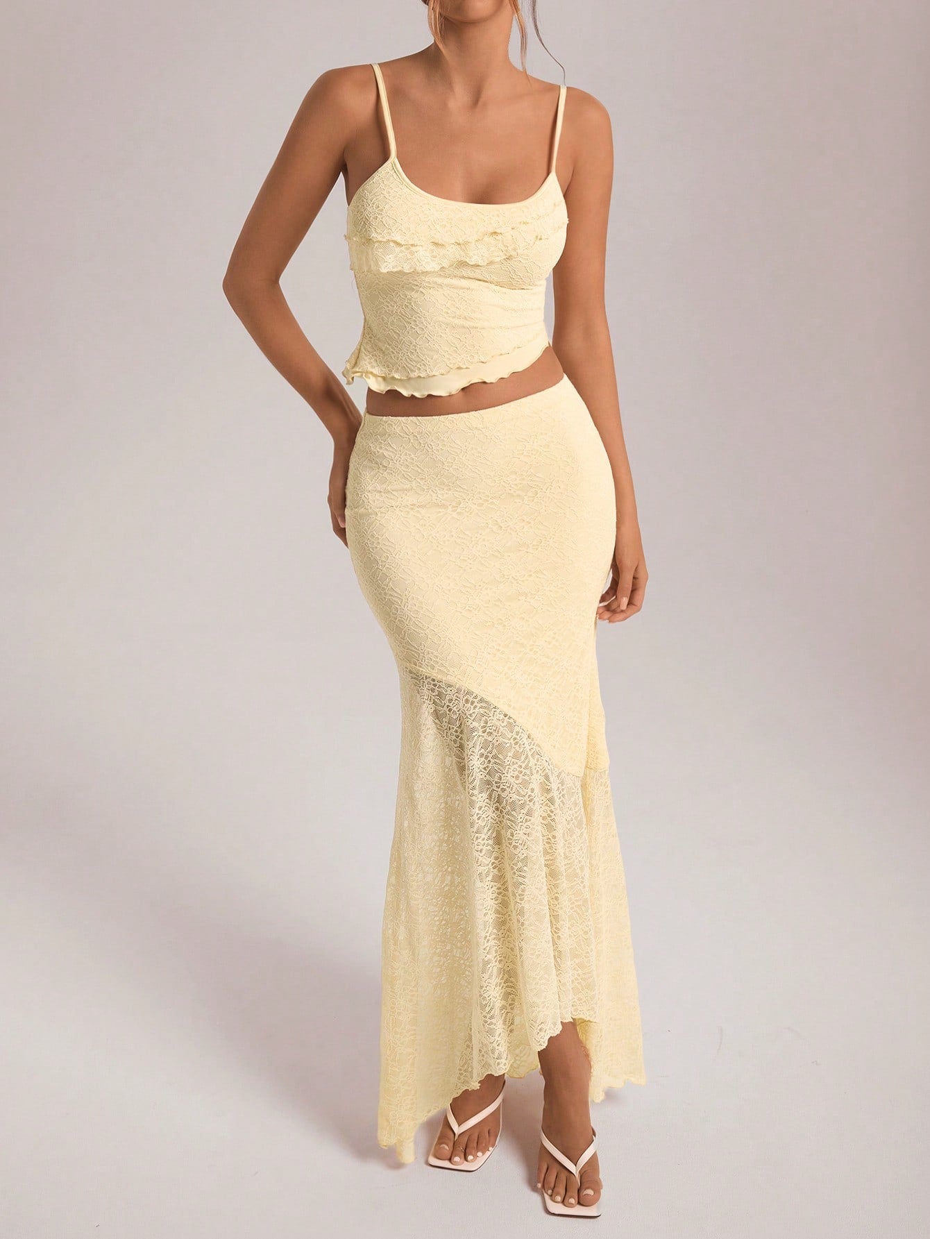 Chic Asymmetrical Lace & Ruffled Skirt 2-Piece Set White / XS White / S White / M White / XS-White / S-White / M-White / L-Red / XS-Red / S-Red / M-Red / L-Khaki / XS-Khaki / S-Khaki / M-Khaki / L-Brown / XS-Brown / S-Brown / M-Brown / L-Baby Pink / XS-Baby Pink / S-Baby Pink / M-Baby Pink / L-Baby Blue / XS-Baby Blue / S-Baby Blue / M-Baby Blue / L-Green / XS-Green / S-Green / M-Green / L-Apricot / XS-Apricot / S-Apricot / M-Apricot / L-Apricot / XL-