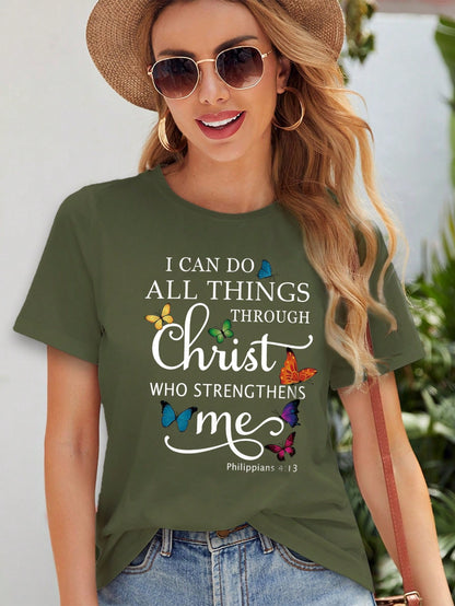 Plus Size Short Sleeved T-Shirt - Too Many Storms Graphic Tee Olive Green