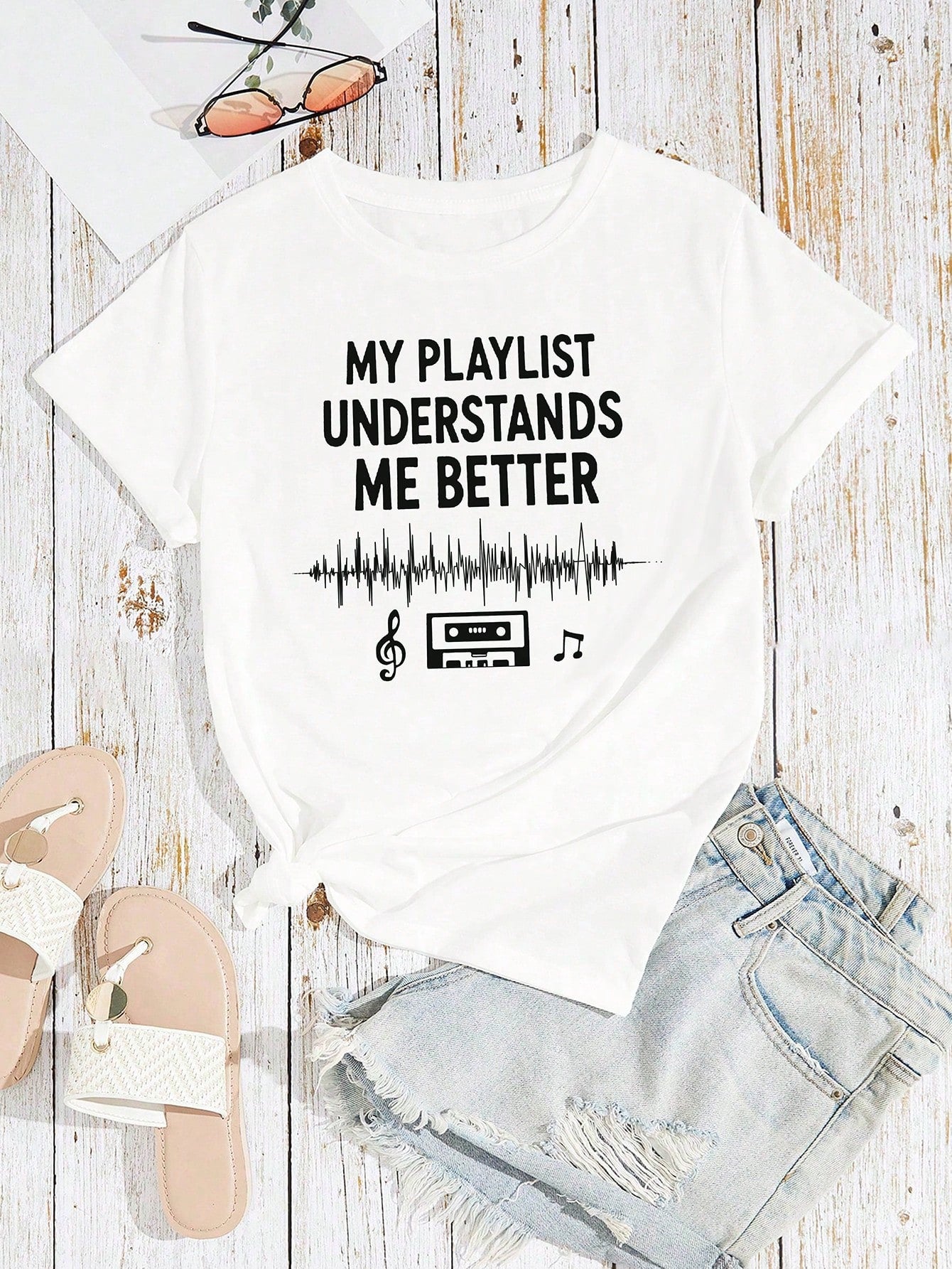 Plus Size Short Sleeved T-Shirt - Too Many Storms Graphic Tee White-6