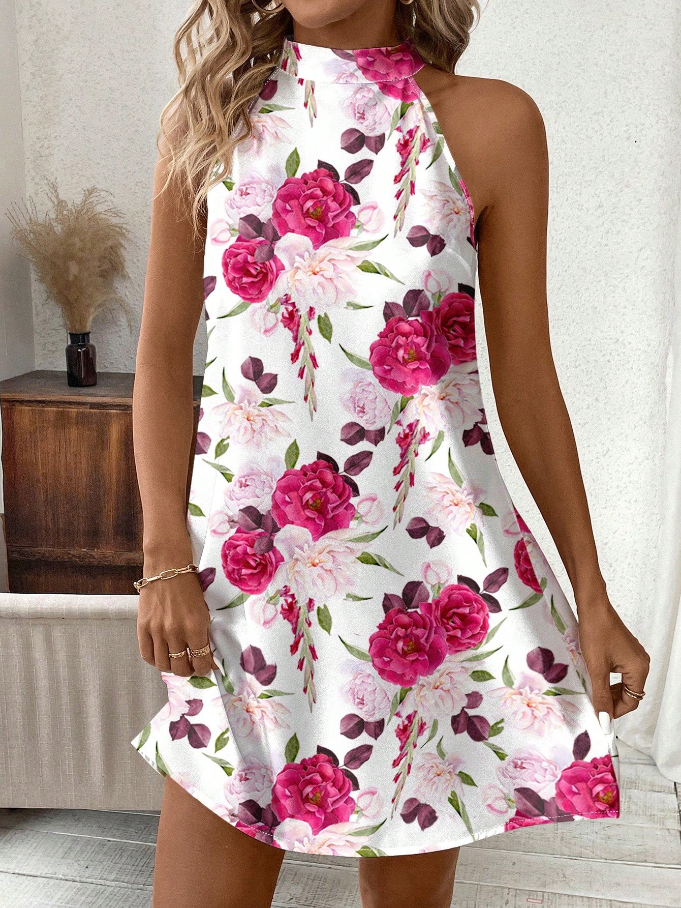 SHEIN Clasi Floral Printed Halterneck Dress for Holiday Elegance and Style Multicolor / S Multicolor / M Multicolor / L Multicolor / S-Multicolor / M-Multicolor / L-Multicolor / XL-Multicolor-2 / S-Multicolor-2 / M-Multicolor-2 / L-Multicolor-2 / XL-Multicolor-3 / S-Multicolor-3 / M-Multicolor-3 / L-Multicolor-3 / XL-Hot Pink / S-Hot Pink / M-Hot Pink / L-Hot Pink / XL-Green / S-Green / M-Green / L-Green / XL-Multicolor-4 / S-Multicolor-4 / M-Multicolor-4 / L-Multicolor-4 / XL-