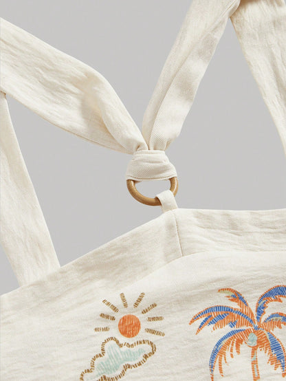 Boho Chic Coconut Tree Print Halter Neck Top for Effortless Vacation Style M S L M-S-L-XS-