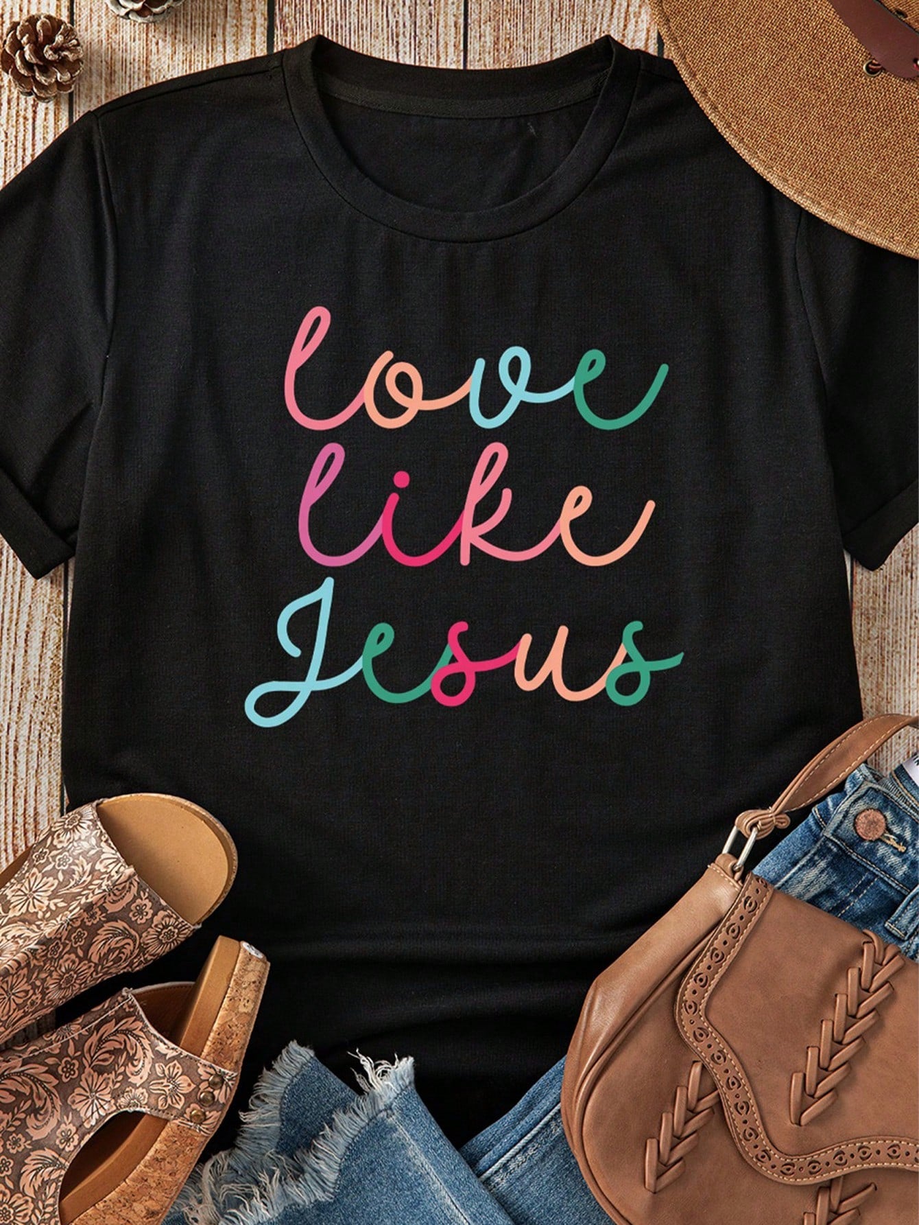 Plus Size Short Sleeved T-Shirt - Too Many Storms Graphic Tee Black-7