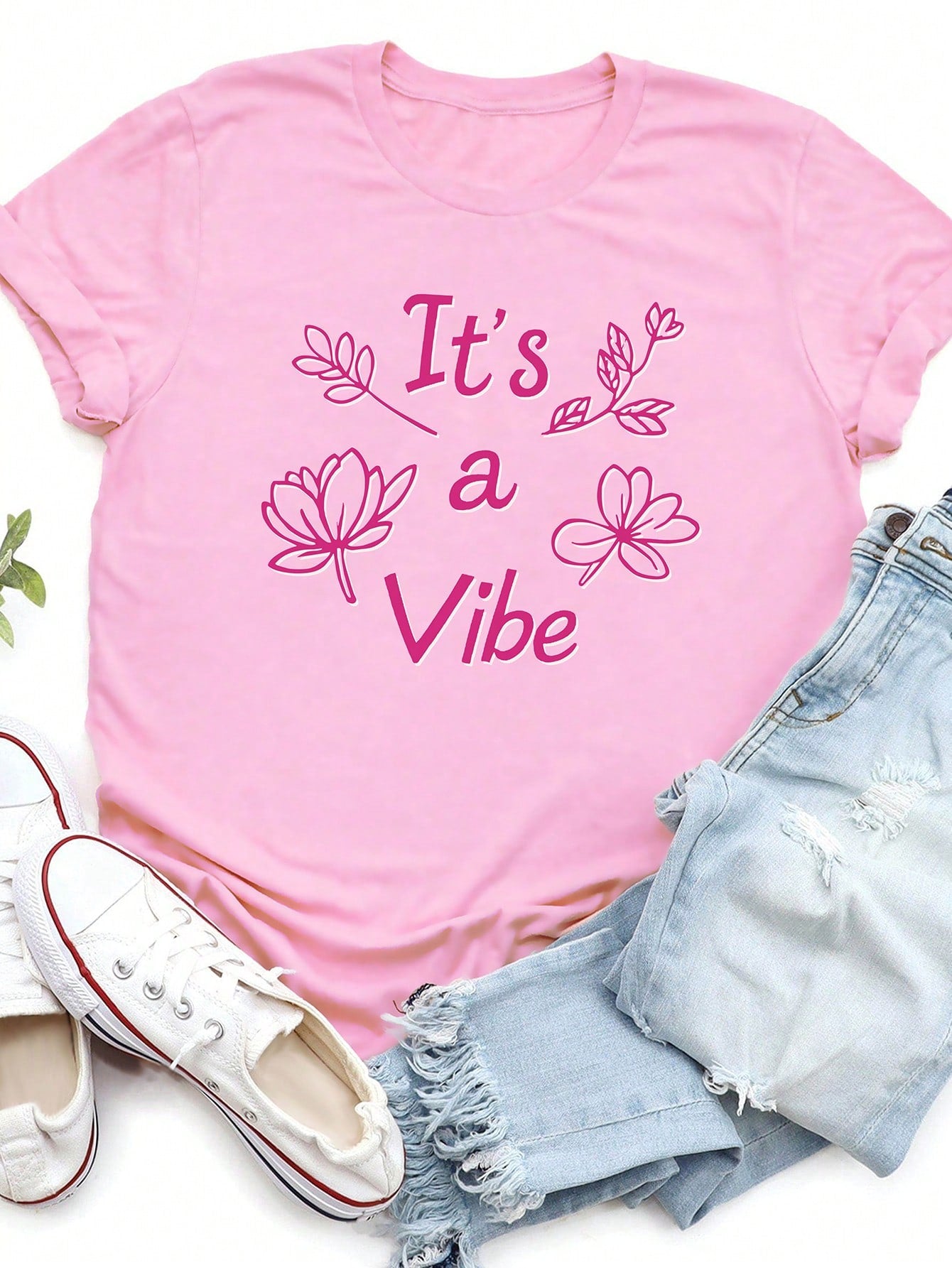 Plus Size Short Sleeved T-Shirt - Too Many Storms Graphic Tee Baby Pink-8
