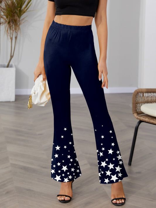 FAM-FAM Star Elastic Waist Bootcut Pants Dark Blue / S Dark Blue / M Dark Blue / L Dark Blue / S-Dark Blue / M-Dark Blue / L-Dark Blue / XL-