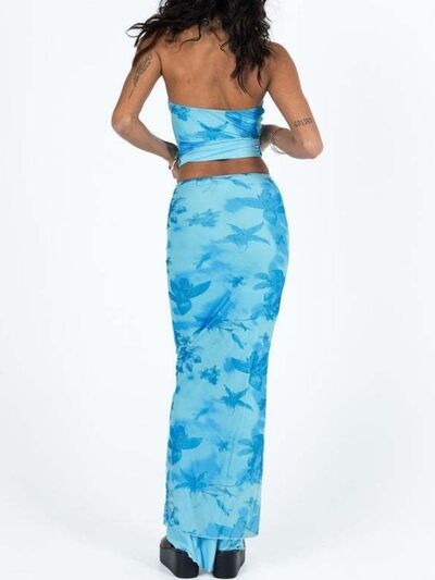 Printed Tube Top and Maxi Skirt Set Sky Blue / S Sky Blue / M Sky Blue / L Sky Blue / S-Sky Blue / M-Sky Blue / L-