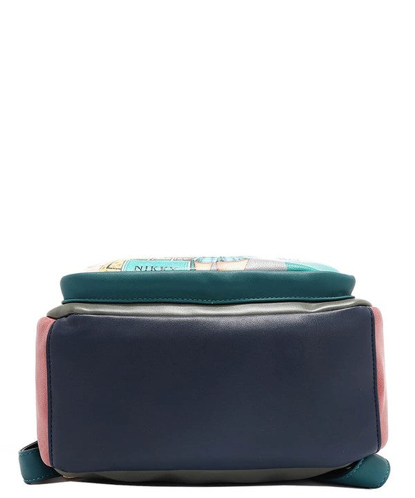 Nicole Lee USA Cat Eco-Leather Convertible Backpack Bag Black / One Size Caramel / One Size Floral / One Size Black / One Size-Caramel / One Size-Floral / One Size-