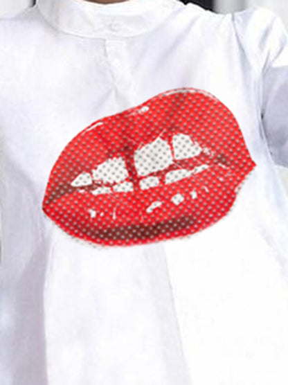 Sparkling Elegance: High-Low Loose Rhinestone High Neck Blouse WHITE / S WHITE / M WHITE / L WHITE / S-WHITE / M-WHITE / L-WHITE / XL-WHITE / 2XL-