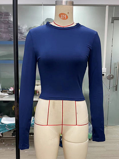 Chic & Versatile: Long Sleeve Skinny Hollow Solid Color Round Neck T-Shirt RED / S RED / M RED / L RED / S-RED / M-RED / L-PINK / S-PINK / M-PINK / L-BLUE / S-BLUE / M-BLUE / L-WHITE / S-WHITE / M-WHITE / L-GREEN / S-GREEN / M-GREEN / L-BROWN / S-BROWN / M-BROWN / L-BLACK / S-BLACK / M-BLACK / L-ORANGE / S-ORANGE / M-ORANGE / L-
