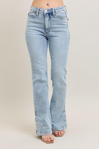 Judy Blue Full Size Tummy Control Vintage Wash Side Slit Slim Boot Jeans Plus Size Light / 14W Light / 16W Light / 18W Light / 14W-Light / 16W-Light / 18W-Light / 20W-Light / 22W-Light / 24W-Light / 0(24)-Light / 1(25)-Light / 3(26)-Light / 5(27)-Light / 7(28)-Light / 9(29)-Light / 11(30)-Light / 13(31)-Light / 15(32)-