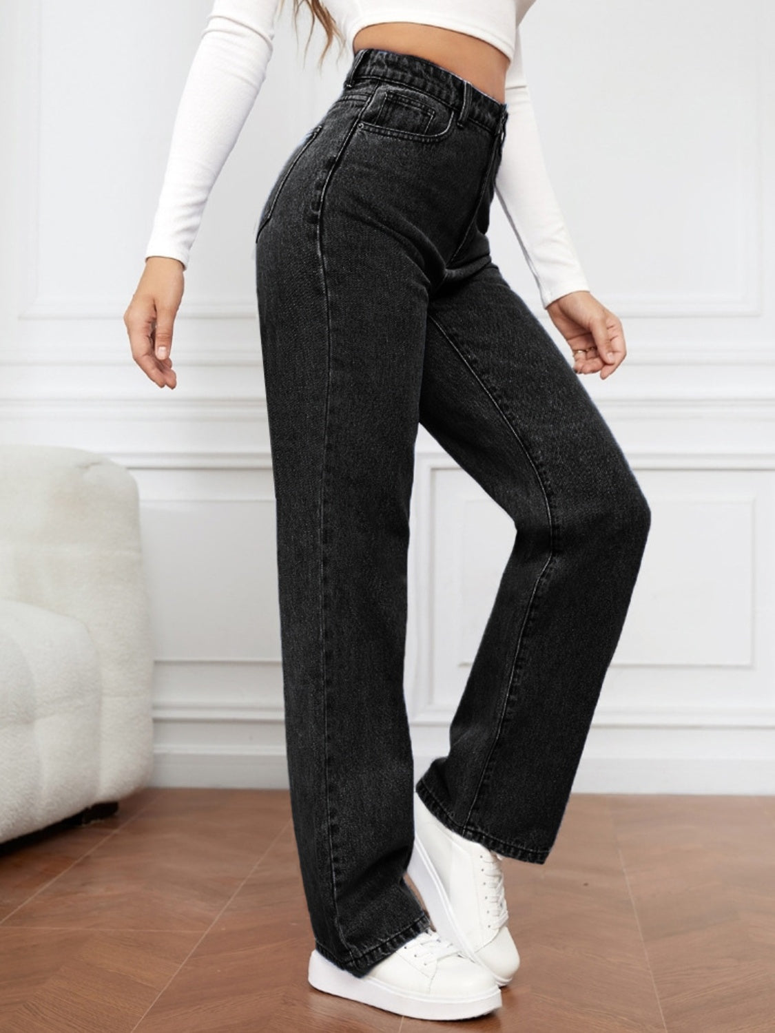 High Waist Straight Jeans Black / S Black / M Black / L Black / S-Black / M-Black / L-Black / XL-Dusty Blue / S-Dusty Blue / M-Dusty Blue / L-Dusty Blue / XL-Light Blue / S-Light Blue / M-Light Blue / L-Light Blue / XL-