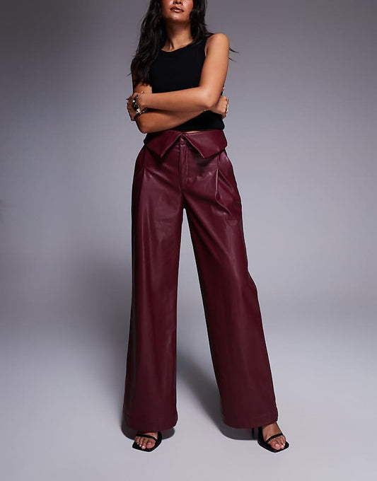 https://images.asos-media.com/products/asos-design-leather-look-wide-leg-pants-with-fold-over-waist-detail-in-burgundy/208657465-1-burgundy?$n_750w$&wid=750&fit=constrain