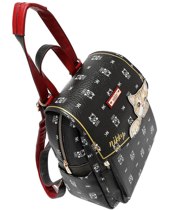 Nicole Lee USA Cat Eco-Leather Convertible Backpack Bag Black / One Size Caramel / One Size Floral / One Size Black / One Size-Caramel / One Size-Floral / One Size-