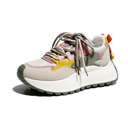 Lace Up Contrast Round Toe Platform Sneakers Green / 38(US7) Green / 39(US8) Green / 40(US9) Green / 38(US7)-Green / 39(US8)-Green / 40(US9)-Hot Pink / 35(US4)-Hot Pink / 36(US5)-Hot Pink / 37(US6)-Hot Pink / 38(US7)-Hot Pink / 39(US8)-Hot Pink / 40(US9)-Green / 35(US4)-Green / 36(US5)-Green / 37(US6)-