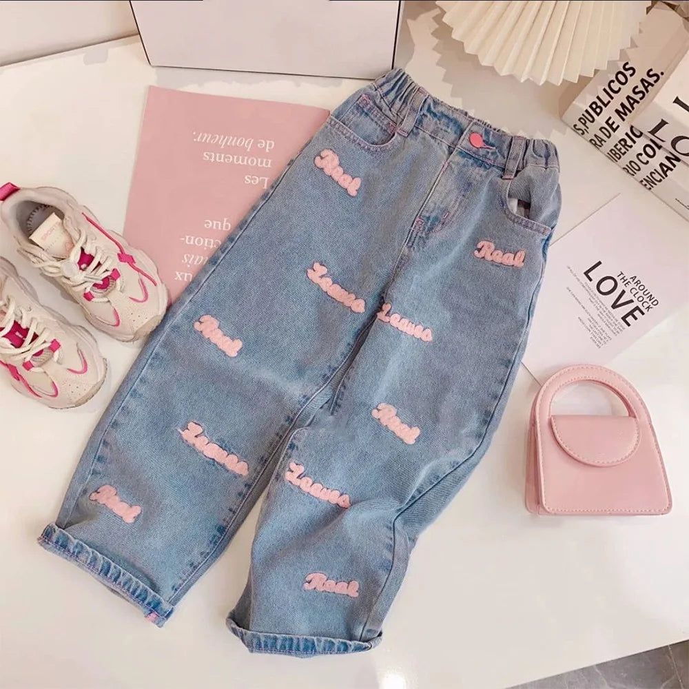 2 Pcs Girls Clothing Set  Wide Leg Jeans - Fashionqueene.com-outfit set