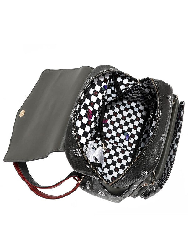 Nicole Lee USA Cat Eco-Leather Convertible Backpack Bag Black / One Size Caramel / One Size Floral / One Size Black / One Size-Caramel / One Size-Floral / One Size-