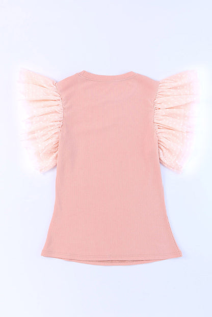 Ruffled Round Neck Cap Sleeve Blouse Blush Pink / M Blush Pink / L Blush Pink / XL Blush Pink / M-Blush Pink / L-Blush Pink / XL-Black / S-Black / M-Black / L-Black / XL-White / S-White / M-White / L-White / XL-Blush Pink / S-
