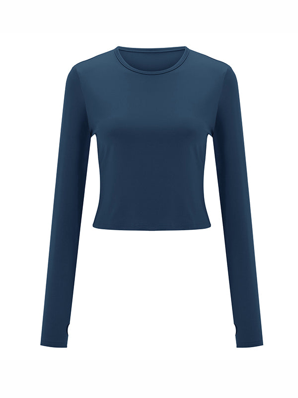 Chic & Versatile: Long Sleeve Skinny Hollow Solid Color Round Neck T-Shirt RED / S RED / M RED / L RED / S-RED / M-RED / L-PINK / S-PINK / M-PINK / L-BLUE / S-BLUE / M-BLUE / L-WHITE / S-WHITE / M-WHITE / L-GREEN / S-GREEN / M-GREEN / L-BROWN / S-BROWN / M-BROWN / L-BLACK / S-BLACK / M-BLACK / L-ORANGE / S-ORANGE / M-ORANGE / L-