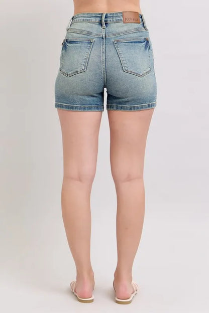 Judy Blue V-Front Vintage Wash Shorts MD / S MD / M MD / L MD / S-MD / M-MD / L-MD / 2XL-MD / 3XL-MD / 1XL-