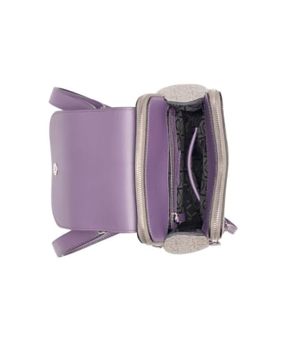 Calvin Klein Women's Elaine Signature Key Item Flap Backpack, Brown/Khaki/Luggage Saffiano, One Size