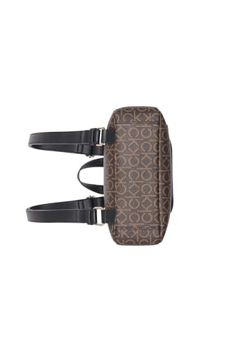 Calvin Klein Women's Elaine Signature Key Item Flap Backpack, Brown/Khaki/Luggage Saffiano, One Size