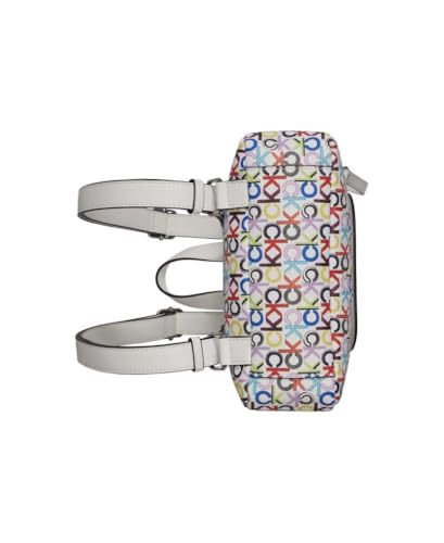 Calvin Klein Women's Elaine Signature Key Item Flap Backpack, Brown/Khaki/Luggage Saffiano, One Size