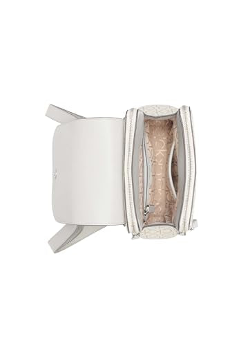 Calvin Klein Women's Elaine Signature Key Item Flap Backpack, Brown/Khaki/Luggage Saffiano, One Size