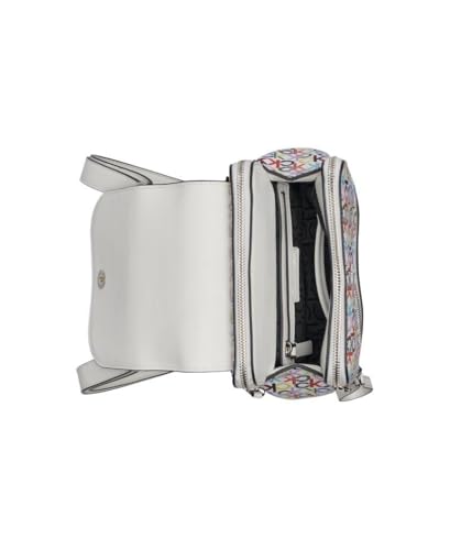 Calvin Klein Women's Elaine Signature Key Item Flap Backpack, Brown/Khaki/Luggage Saffiano, One Size