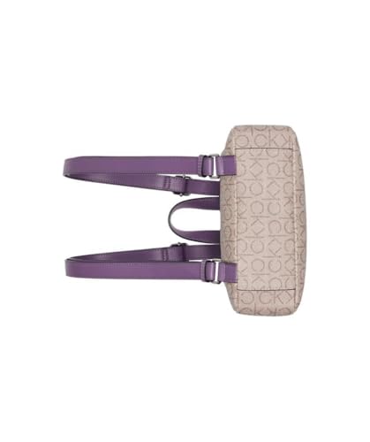 Calvin Klein Women's Elaine Signature Key Item Flap Backpack, Brown/Khaki/Luggage Saffiano, One Size