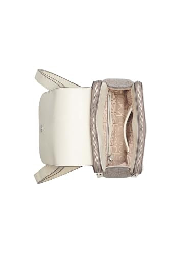 Calvin Klein Women's Elaine Signature Key Item Flap Backpack, Brown/Khaki/Luggage Saffiano, One Size