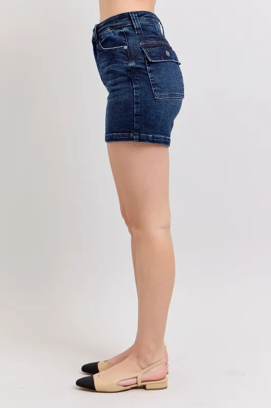 Judy Blue High Waist Back Flap Pocket Denim Shorts MD / S MD / M MD / L MD / S-MD / M-MD / L-MD / 3XL-MD / 1XL-MD / 2XL-